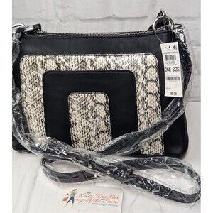 Alfani Twisted Handle Black Snake Print Medium Crossbody Handbag NWT
